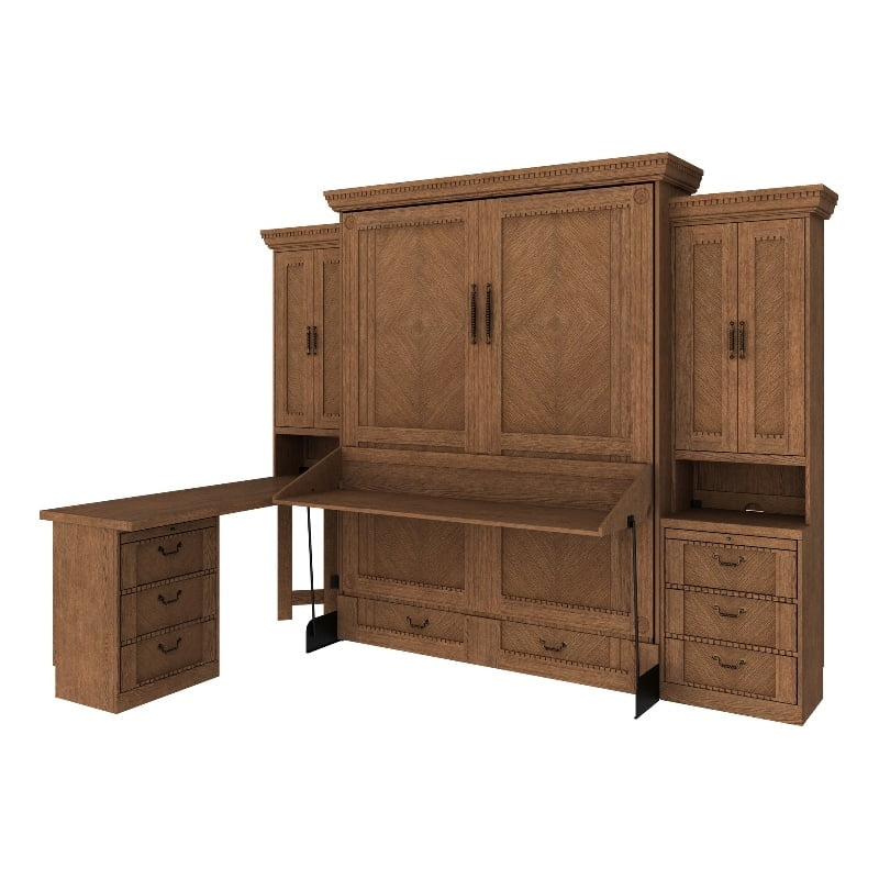 RoomAndLoft Imperial Queen Solid Wood Murphy Deskbed & 2 Pier & Side ...