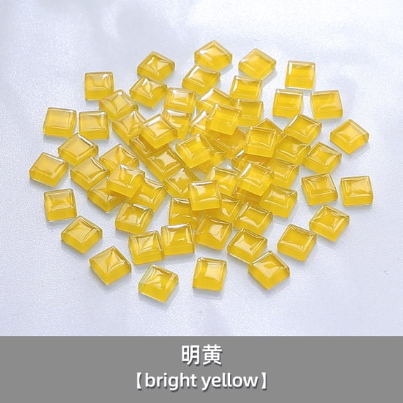Zhuge 200 Pcs 1×1cm Square Laser-Cut Crystal Glass Mosaic Tiles, DIY Creative Art Craft Materials for Home Decor & Art Projects, Bright Yellow