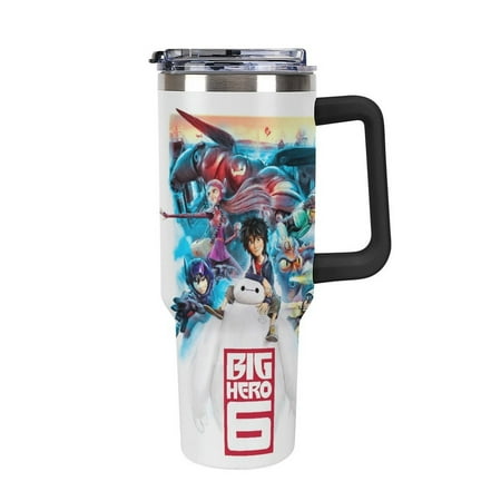 

Big Hero 6 Baymax Car Cup with Handle Straw Lid Stainless Steel Double Wall Vacuum Coffee Mug Large Capacity Tumbler 40oz for Man Woman