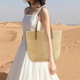 thumbnail image 4 of Straw Beach Bags Tote Bag Handwoven Shoulder Bags Purse , Beige, 4 of 7