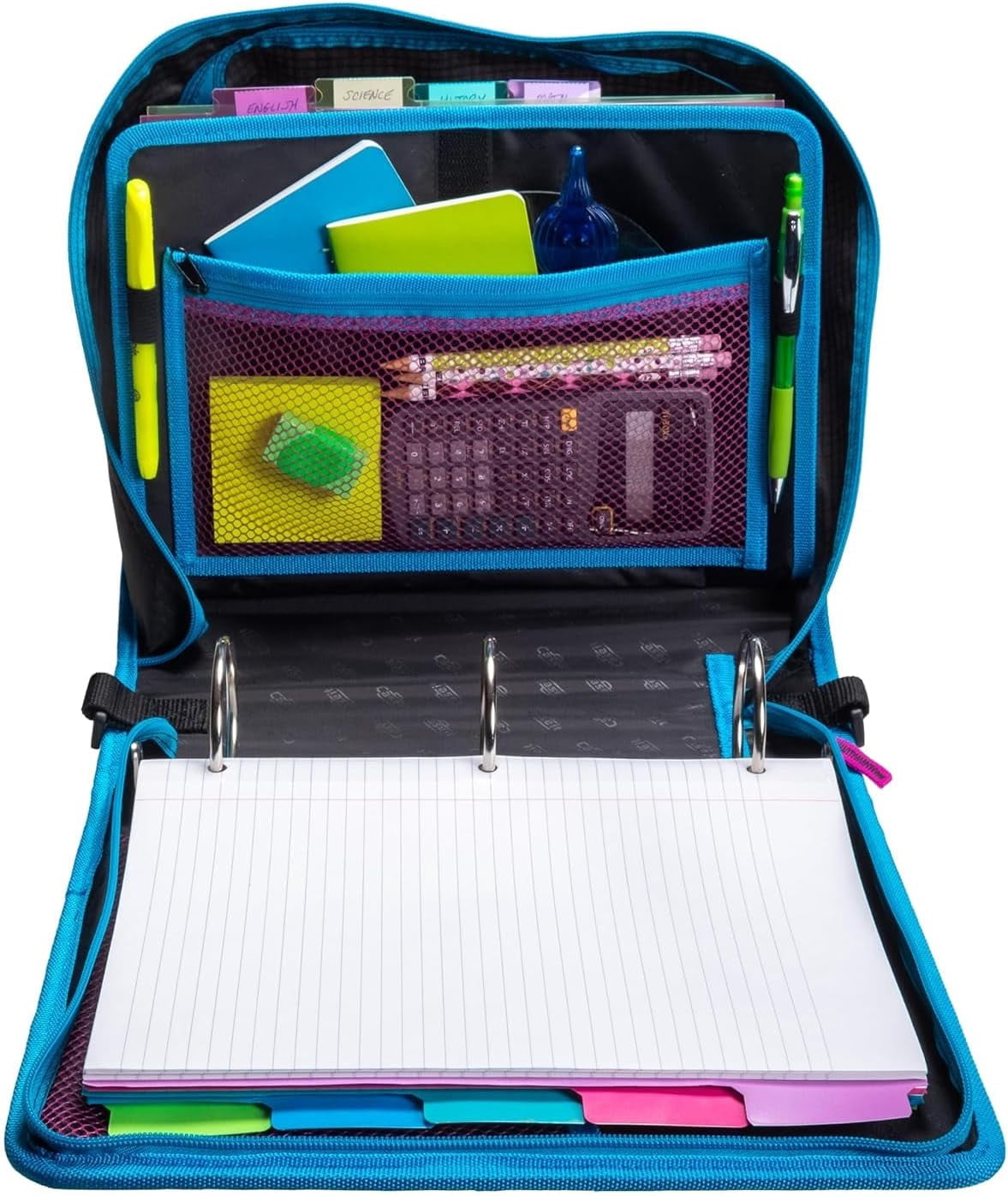 Case-it School Zipper Binder - 3 Inch O-Rings - 5 Color Tab - 600