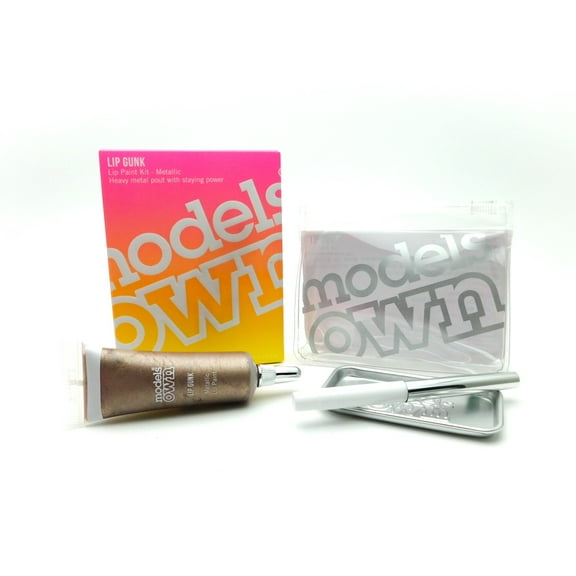 Models Own Lip Gunk Lip Paint Kit:  Metallic Gloss Titanium 02 lip paint, 1 Lip brush, 1 Mixing tray, 1 Case