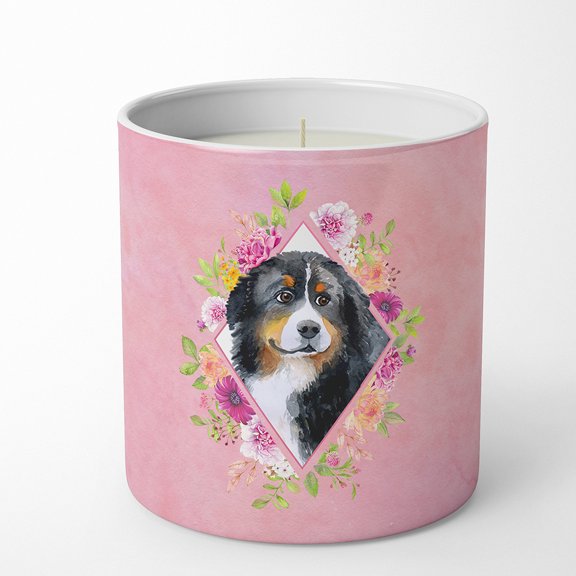 Carolines Treasures CK4118CDL Bernese Mountain Dog Soy Candle 10 oz Decorative Gift Scented Soy Candles for Home Pink