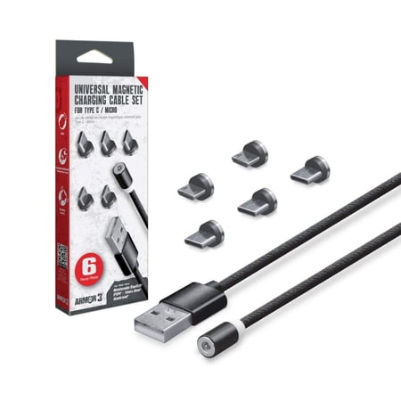ARMOR3 M07476-BK Universal Magnetic Charging Cable Set For Type C/micro For Nintendo SWITCH/PS4/XBOX One/android 6 Pieces Black price history on PriceWatchPro
