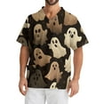 thumbnail image 5 of Domuza Scrub Shirts for Men Oversized V Neck Short Sleeve Spooky Novelty Print Carer Top Comfort Soft Elastic Working Blouse with Pockets Khaki 4XL, 5 of 5
