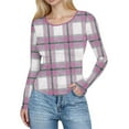 thumbnail image 1 of HongQid Longues T-Shirt à Manches Extensible Col Rond Côtelé Ajusté Décontracté Basique pour Femmes, 1 of 7