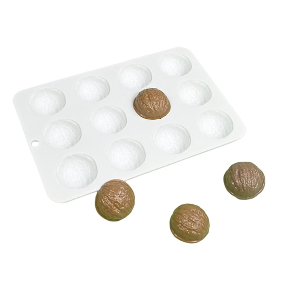 Easy to Use 12 Cavity Silicone Chocolate Molds with Realistic Walnut Designs