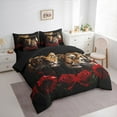 thumbnail image 4 of Feelyou Romantic Couple Tiger Twin Bedding Sets 7-Piece, 3D Jungle Animal Bedding Comforter Set, Valentines Day Rose Reversible Sheet Sets, Breathable Home Decor, 4 of 8