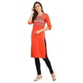 thumbnail image 3 of Orange Round Neck Yarn-dyed Kurta-X Large, 3 of 5