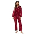 thumbnail image 1 of Conjunto de pijamas suaves para mujer, ropa de dormir sedosa, pijamas de fiesta de manga larga, 1 of 5
