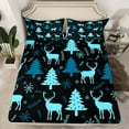 thumbnail image 2 of Manfei Girly Blue Tree Full Size Sheets, Christmas Deer Snowflake Bed Sheets, Teen Boy Girl Kid Sheet Sets, Super Cozy Room Decor, 4-Piece, 2 of 7