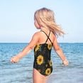 thumbnail image 5 of Girls' One-piece Swimsuit Cross Back Bathing Suit Beach Surfing Sizes 3T-10T Yellow Sunflower Pattern, 5 of 9