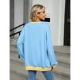 thumbnail image 3 of IWEMEK Crewneck Sweatshirt for Womens Fall Long Sleeve Blouses Fashion Chic Blue Shirt Holiday Baggy Tees, 3 of 7
