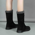 thumbnail image 7 of Bnwani Women Boots Footwear Toe Low-Heel Chunky High Mid-Calf Ankle Fleece Solid Snow Boot Black Size 5.5, 7 of 7