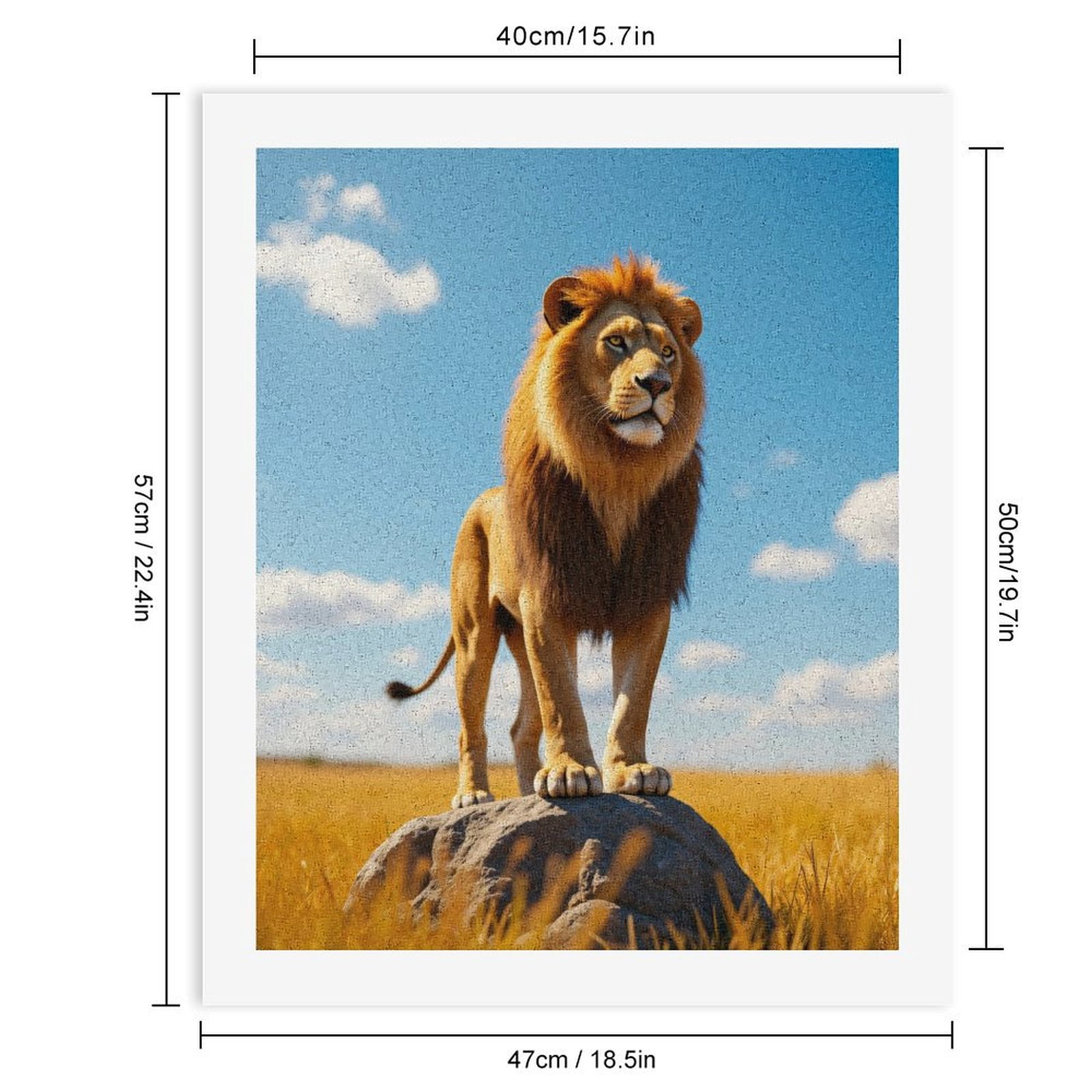 Paint By Numbers Kit for Adults Beginner - Majestic Lion On Rock DIY Canvas Painting Kits for Adults, Frameless Paint By Number for Adults for Home Wall Decor 16x20 Inch
