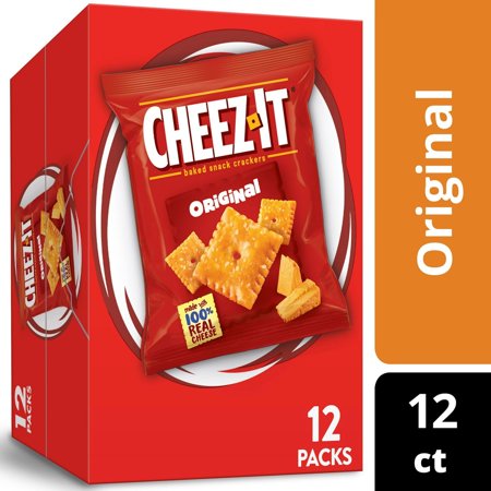 Cheez-It Cheese Crackers, Baked Snack Crackers, Office and Kids Snacks, Extra Toasty, 12oz Box (12 Packs)