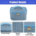 thumbnail image 4 of Vocoste Large Makeup Bag Cosmetic Travel Bag Case Woolen Makeup Bag Organizer for Women Plaid Pattern Blue, 4 of 6