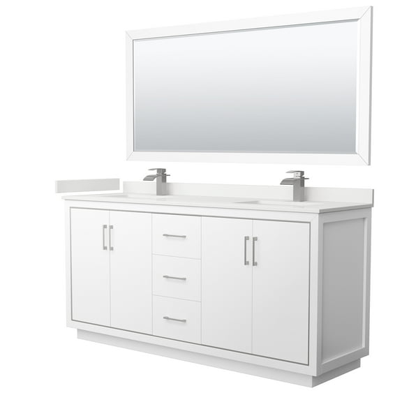 Wyndham Collection Wcf111172d-Qtz-Unsm70 Icon 72" Free Standing Double Basin Vanity Set -