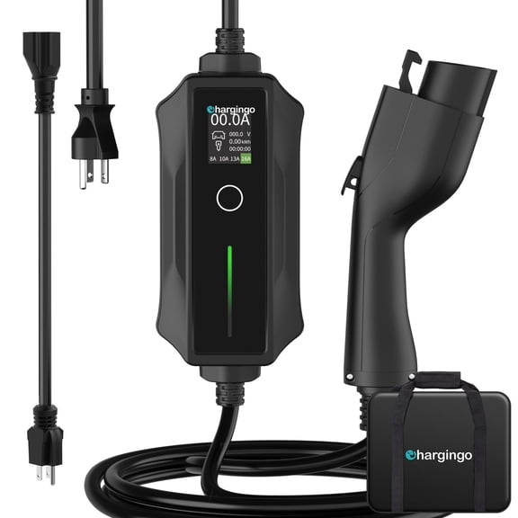 TOPDC Level 1/2 Portable EV Charger for SAE J1772, 240V 16A NEMA 6-20, 120V 12A with Adapter, Adjustable 8-16A, 25ft Cable, ETL Certified