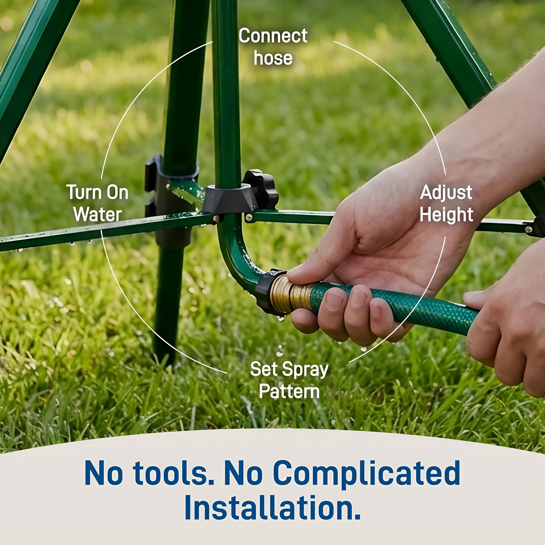 BPPEG Tripod Lawn Zinc Impact Sprinkler - 360 Degree Rotating Sprinkler