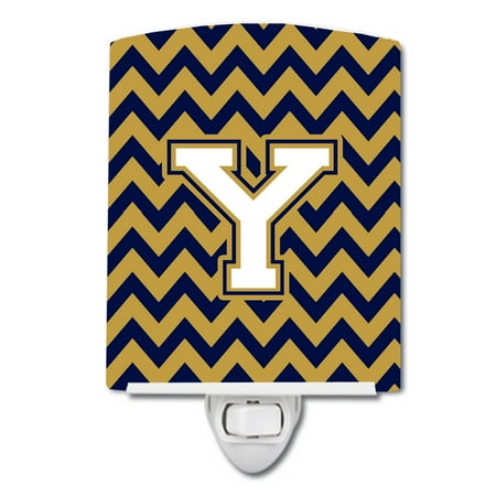 

Caroline s Treasures CJ1057-YCNL Letter Y Chevron Navy Blue and Gold Ceramic Night Light 6x4x3 multicolor