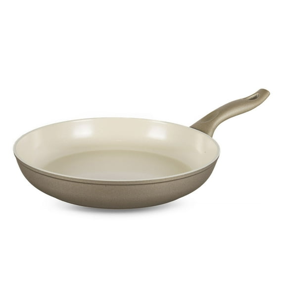 Flonal Ceramic Non-Stick Coating Frying Pan 11” (28 cm) Forged Aluminum Nonstick Frypan Cooking Pan for Kitchen Induction Skillet, Beige