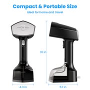 Steamer for Clothes, 1500W Portable Handheld Garment Steamer with Powerful Steam, 15s Fast Heat-up & 3 Steam Settings, 350ml Removable Tank, Black