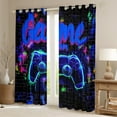 thumbnail image 2 of Erosebridal Video Game Curtains for Living Room,Gamepads Gamer Blackout Curtains Set of 2 (38x45),Abstract Geometric Curtains and Drapes (38x45),Neon Room Decoration, 2 of 6