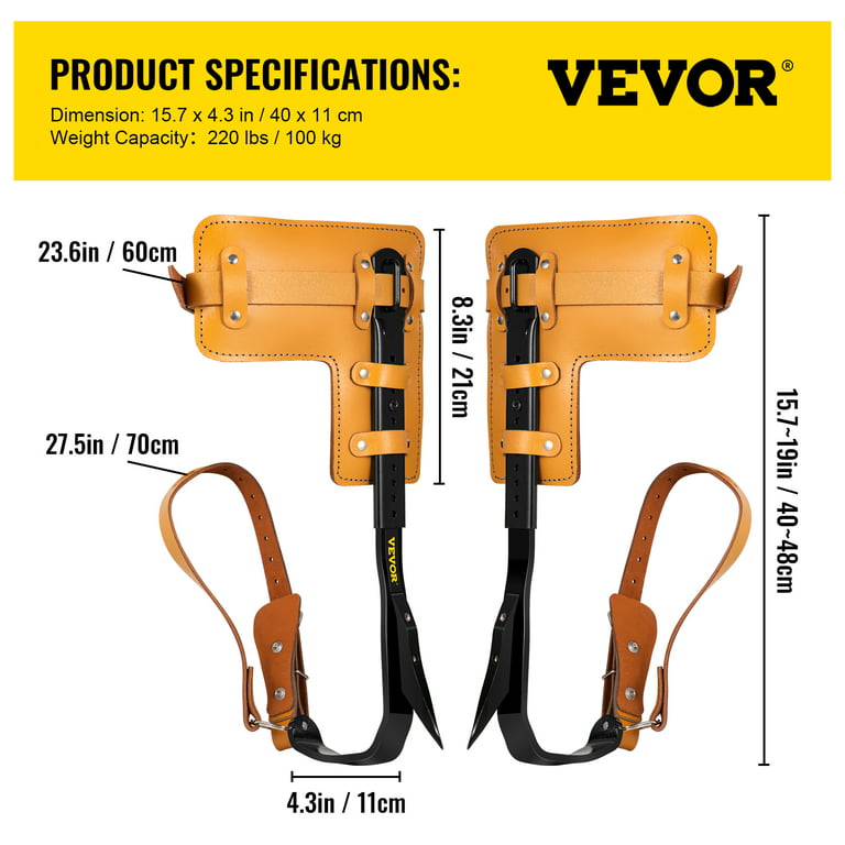 VEVEOR Tree Climbing Spikes, 3 in 1 Alloy Steel Adjustable Pole Climbing  Spurs, w/ Security Harness and Lanyard, Arborist Equipment for Climbers,  Logging, Hunting Observation, Fruit Picking 