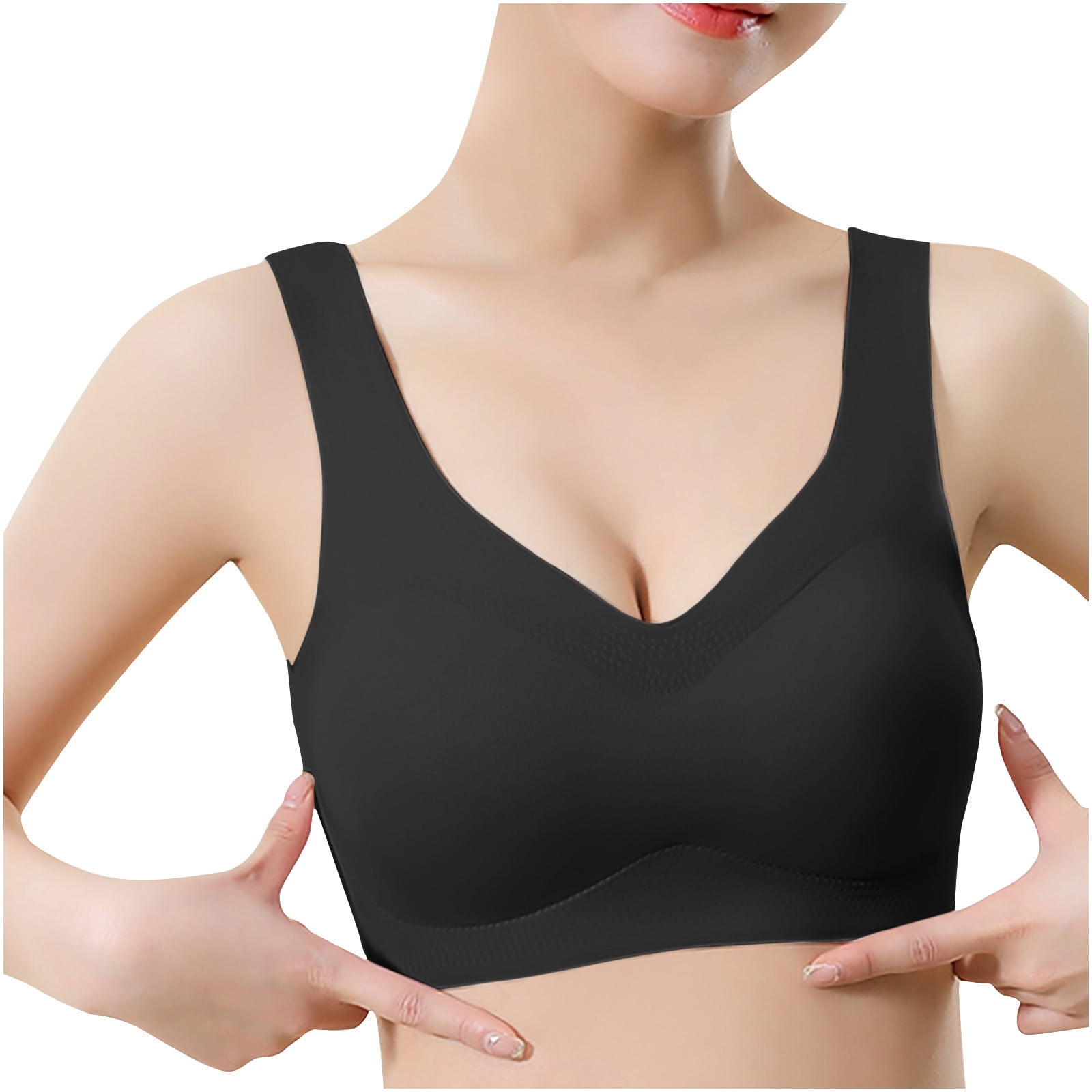 PMUYBHF Backless Bras for Women Push up Women's Mid Aged and Elderly Large  Size no Steel Ring Large Chest Small Breathable Full Cup Tank Top Bra Long