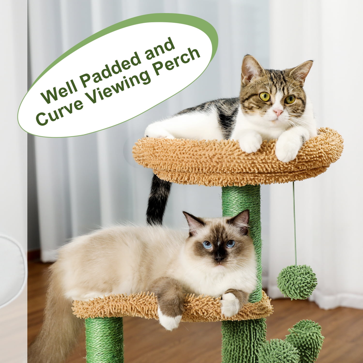 Canddidliike Cactus Cat Tree Bed Plush Perches with Fluffy Balls and Scratching Post Canddidliike Cactus Cat Tree Bed Plush Perches with Fluffy Balls and Scratching Post