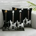 thumbnail image 3 of Nawypu  Music Throw Pillow Cushion Cover, Black and White Electrical Guitars in 4 6 String Instruments, Decorative Square Accent Pillow Case, White and Black, 3 of 5