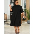 thumbnail image 5 of Cocoan Beauty Pleated loose round-neck short-sleeved plus-size long dress., 5 of 9