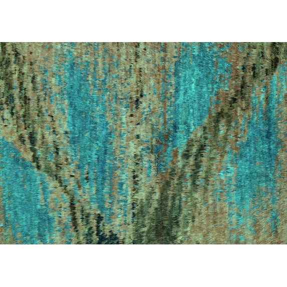 Ahgly Company Indoor Rectangle Abstract Turquoise Blue Modern Area Rugs, 2' x 4'