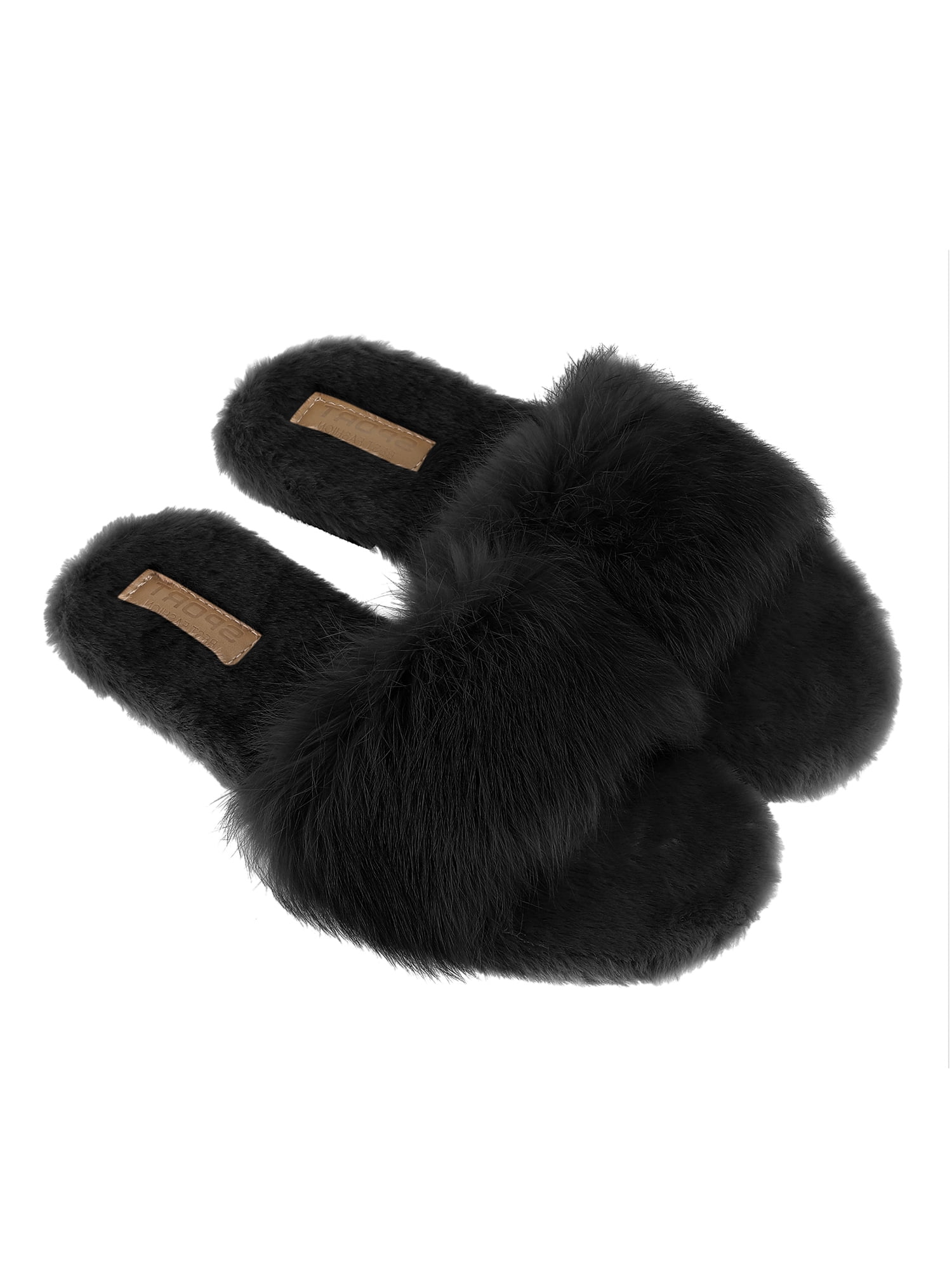 open toe fur slippers