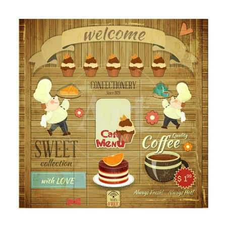 Cafe Confectionery Menu Retro Design Print Wall Art By elfivetrov