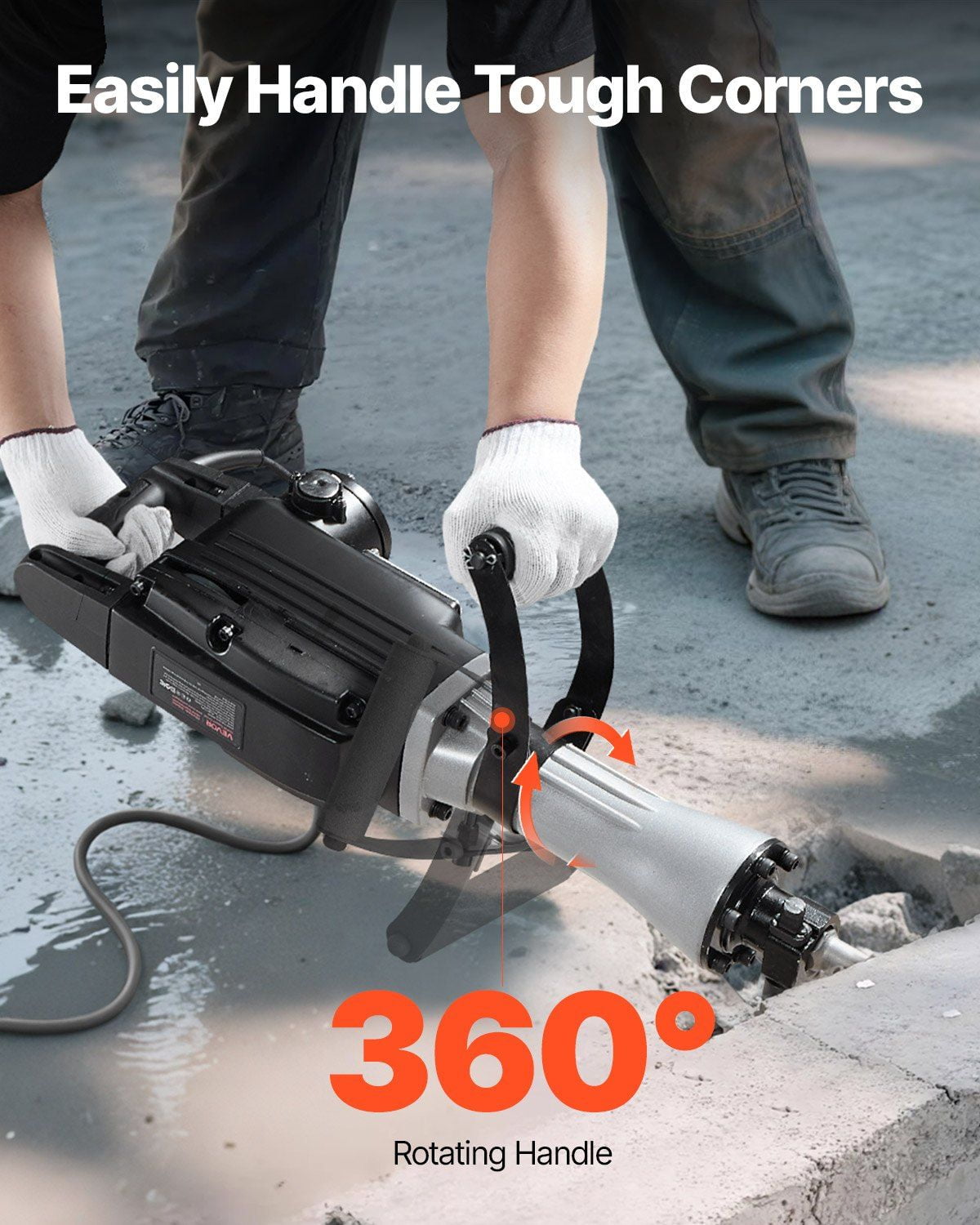 Demolition Jack Hammer, 2800W Heavy-Duty Electric Concrete Breaker, 1200 BPM with Point Chisel, Flat Chisel, Carrying Case & Safety Gloves for Concrete Demolition, Walls, Bricks, Tiles, Foundations