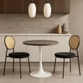 thumbnail image 2 of LeisureMod Round Dining Table Modern 36" MDF Wood Tabletop with White Steel Pedestal Base for Kitchen and Living Room Bristol Series in Dark Walnut, 2 of 5