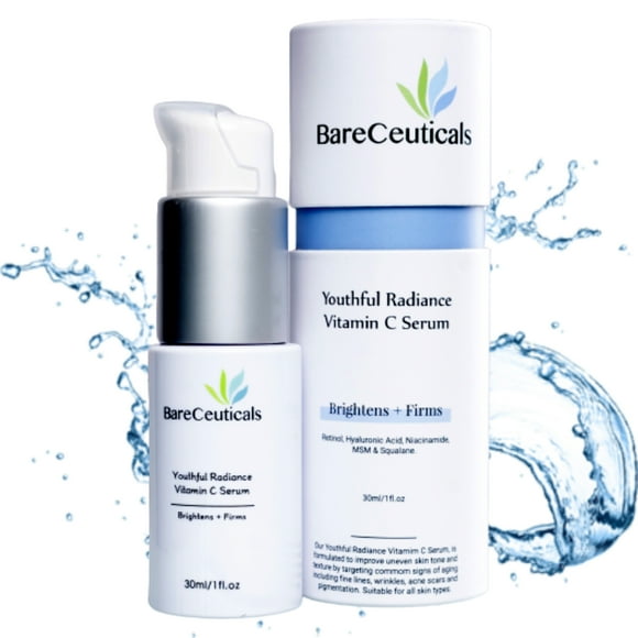 BARECEUTICALS Vitamin C Brightening Serum, Anti-Aging and Natural Hydrating Serum for Face Wrinkles