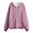 thumbnail image 3 of TYGHBN Women's Casual Fashion Style Autumn/Winter Striped Print Zipper Pocket Top Hoodie L Hoodie Tunic Length Hoodie Long Hoodie Women Whole Color Drawstring Casual Hoodie Zipper Jacket Women Zip, 3 of 4
