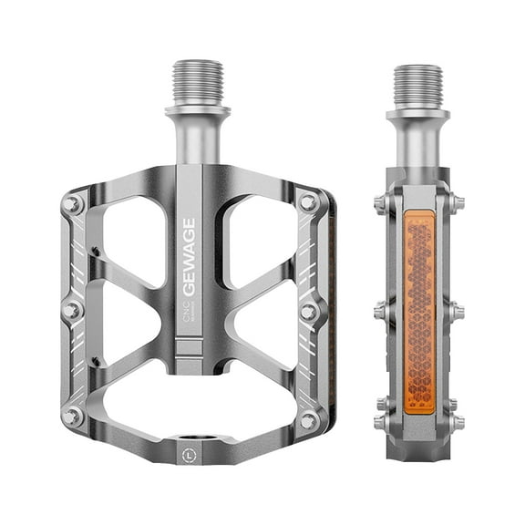 Bike Pedals, 3 Sealed Bearings Aluminum Alloy Cycling Pedals With Reflectors, One Size For Mountain Bikes, Road Bikes, Bmx Bikes - Titanium Color