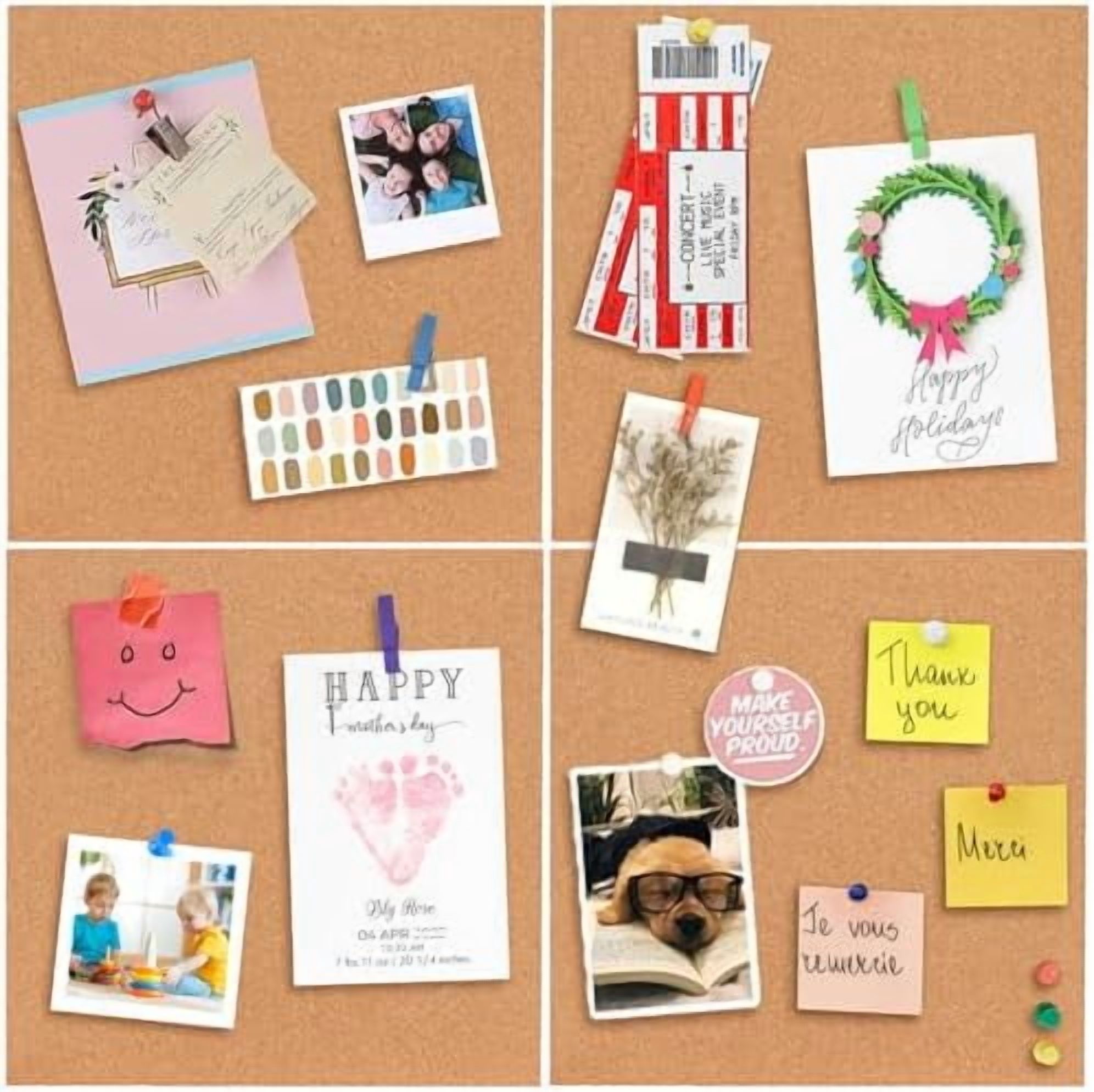 Square Cork Bulletin Board Tiles - Tekola 8Pack Extra Thick 12x12 Inches Cork Board Tiles for Wall for Home Office Decor, Cork Sheet,School Message Board and Decorative Display Boards