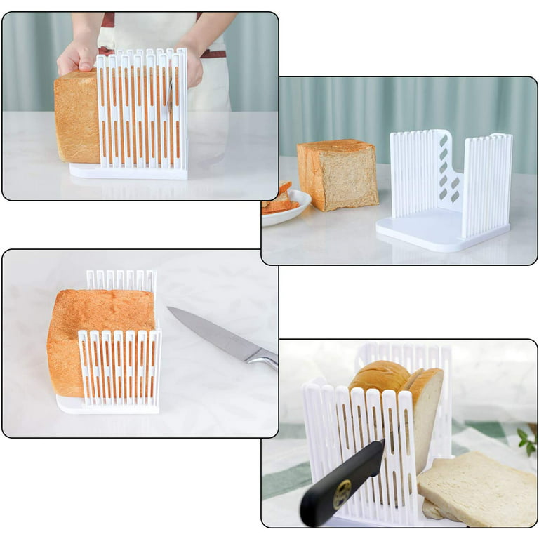 Orione Adjustable Toast Slicer/ Cutting Guide for Homemade Bread Plastic Bread Slicer Loaf for Slicing Bread Foldable Kitchen Baking Tools (White)