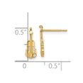 thumbnail image 2 of Auriga 14k Yellow Gold CZ Violin Stud Earrings for Women(L- 12mm, W- 5mm), 2 of 5