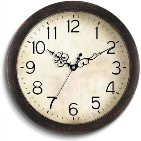 Wall Clock, Vintage Wall Clocks Battery Operated Quartz Silent Non-Ticking 16 Inch Retro Rustic Style Clock Decorative for Kitchen,Bathroom Home Office (Bronze)