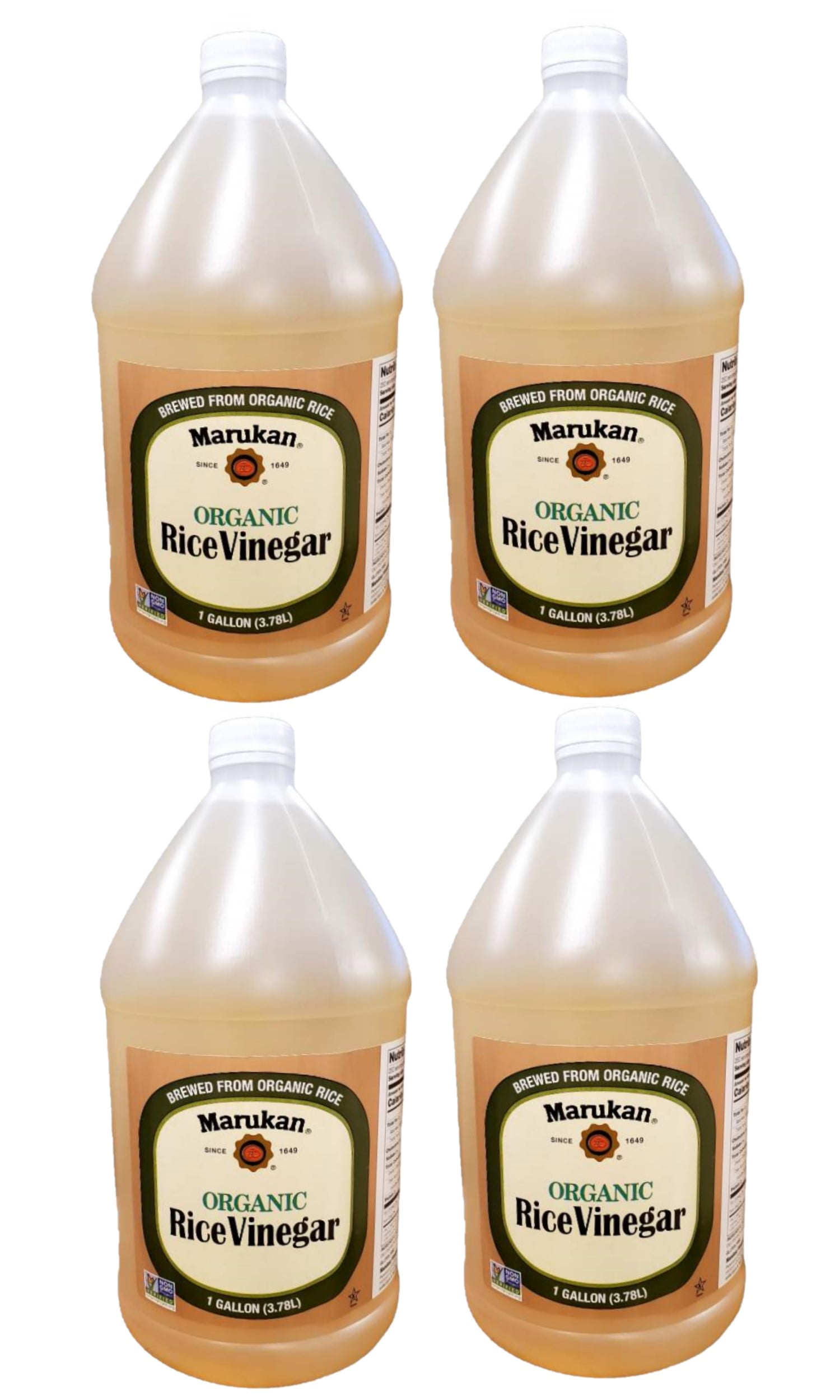 Marukan Organic Rice Vinegar, 1 Gallon Pack of 4