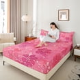 thumbnail image 5 of Feelyou Watercolor Flower Women Twin Sheet Sets, Pink Cherry Blossoms Twin Fitted Sheet, Artwork Style Flat Sheet, Luxury Bedroom Decor, 3-Piece, 5 of 8