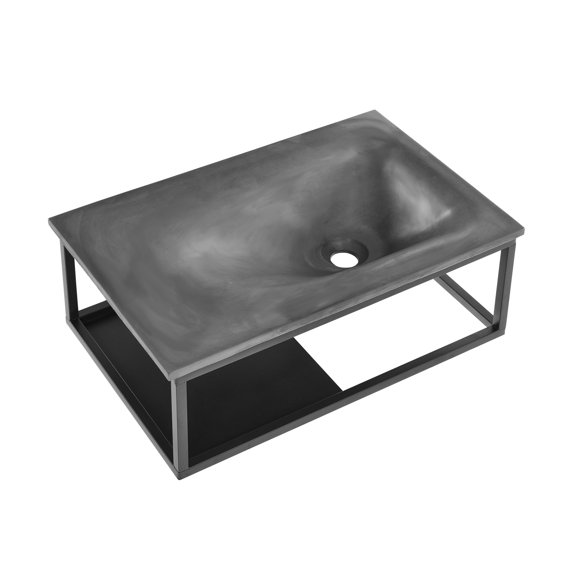 Thun 24” Rectangle Concrete Wall-Mount Bathroom Sink in Dark Grey
