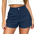 thumbnail image 5 of Pounoo Womens Shorts High Waist Button Fly Pleated Straight Leg Plain Womens Dress Shorts Regular Fit Office Commute Wrinkle Resistant Womens Work Shorts, 5 of 9