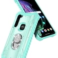 thumbnail image 4 of Nagebee Case for Motorola Moto G Stylus (2020) with Tempered Glass Screen Protector (Full Coverage), Aluminum Metal Built-in Ring Stand, Full-Body Protective Shockproof Military Bumper (Teal), 4 of 6